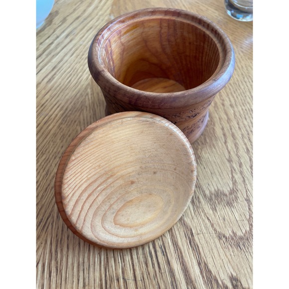 Vintage German Hand Turned Wood Lidded Jar Pyrography Souvenir Deutschland - Picture 6 of 7